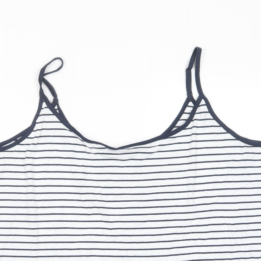Marks and Spencer Womens White Striped Cotton Camisole Tank Size 24 Scoop Neck