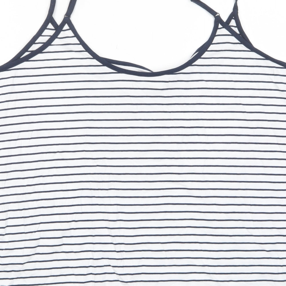 Marks and Spencer Womens White Striped Cotton Camisole Tank Size 24 Scoop Neck