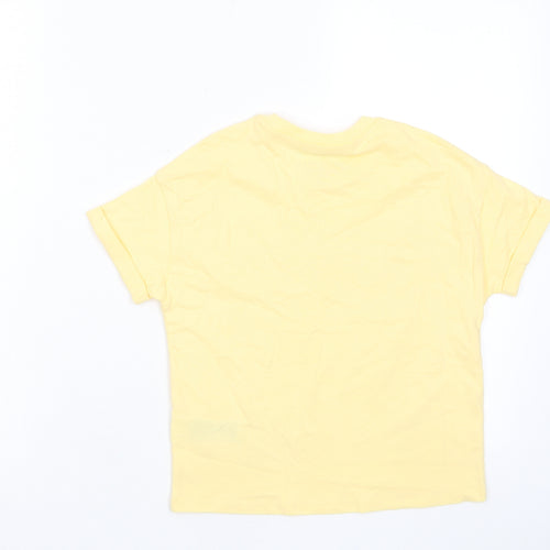 Marks and Spencer Boys Yellow Cotton Basic T-Shirt Size 7-8 Years Crew Neck Pullover - Summer