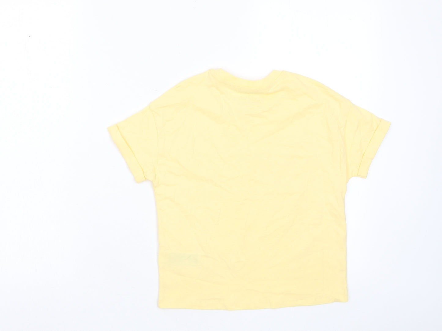 Marks and Spencer Boys Yellow Cotton Basic T-Shirt Size 7-8 Years Crew Neck Pullover - Summer