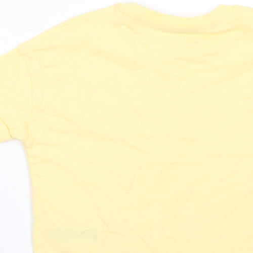 Marks and Spencer Boys Yellow Cotton Basic T-Shirt Size 7-8 Years Crew Neck Pullover - Summer