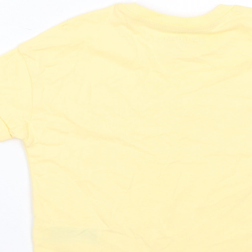 Marks and Spencer Boys Yellow Cotton Basic T-Shirt Size 7-8 Years Crew Neck Pullover - Summer