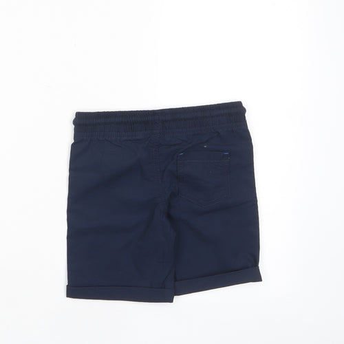 Marks and Spencer Boys Blue Cotton Chino Shorts Size 4-5 Years Regular Drawstring