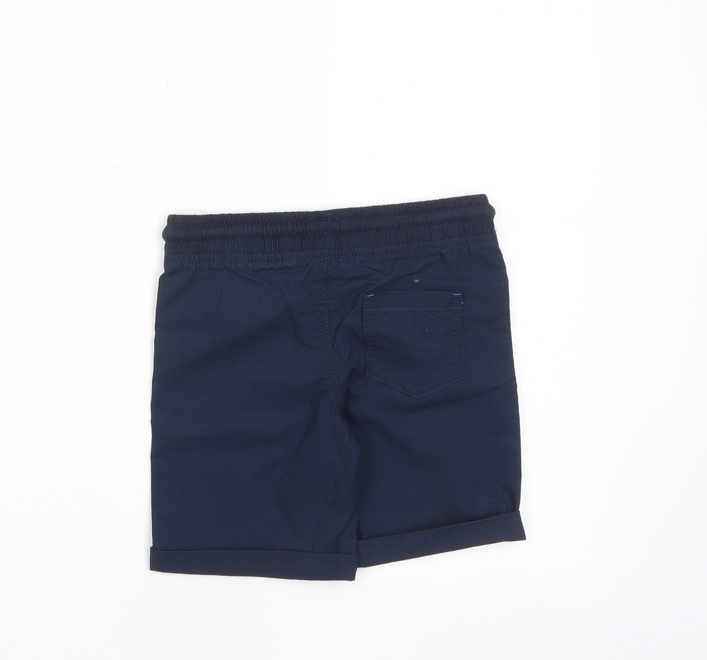 Marks and Spencer Boys Blue Cotton Chino Shorts Size 4-5 Years Regular Drawstring