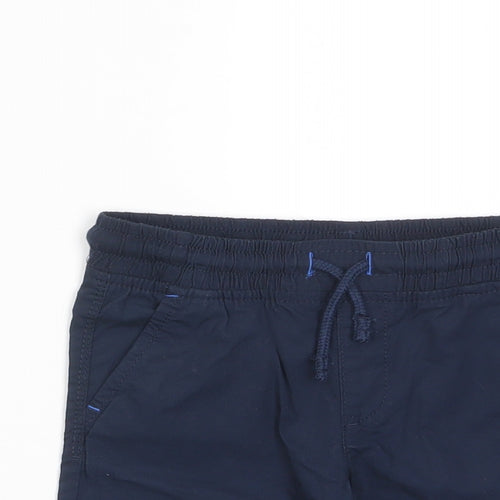 Marks and Spencer Boys Blue Cotton Chino Shorts Size 4-5 Years Regular Drawstring