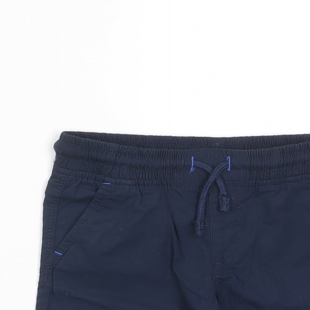 Marks and Spencer Boys Blue Cotton Chino Shorts Size 4-5 Years Regular Drawstring