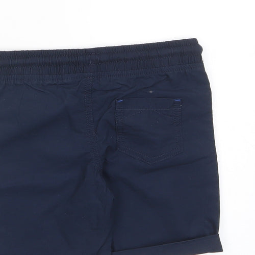 Marks and Spencer Boys Blue Cotton Chino Shorts Size 4-5 Years Regular Drawstring