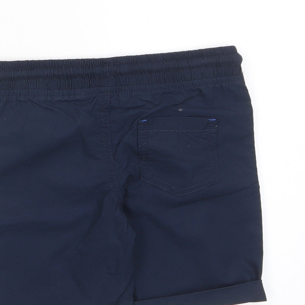 Marks and Spencer Boys Blue Cotton Chino Shorts Size 4-5 Years Regular Drawstring