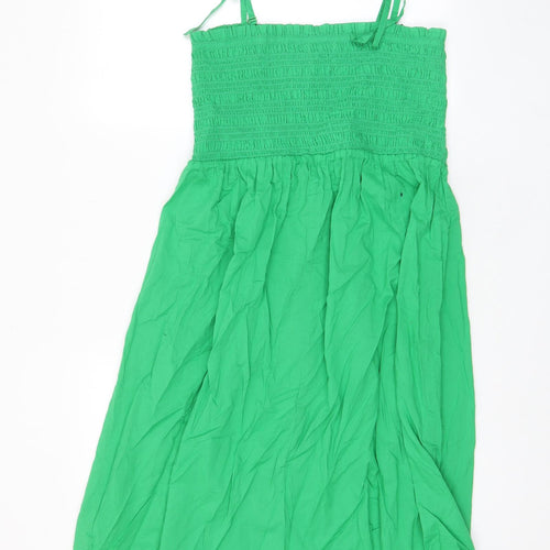Marks and Spencer Womens Green Cotton A-Line Size 16 Square Neck Pullover