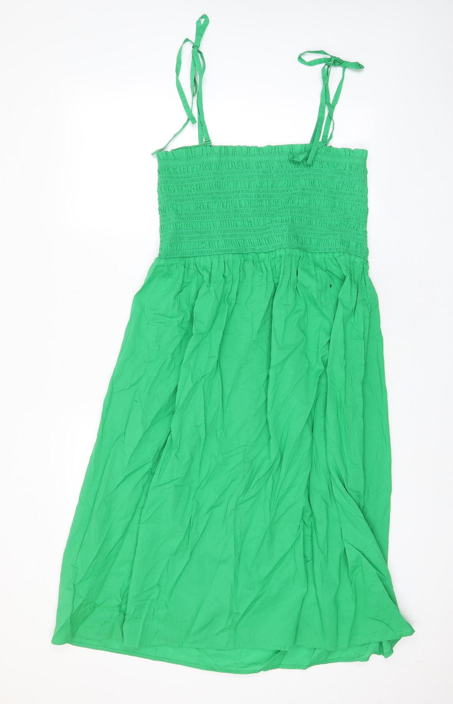 Marks and Spencer Womens Green Cotton A-Line Size 16 Square Neck Pullover