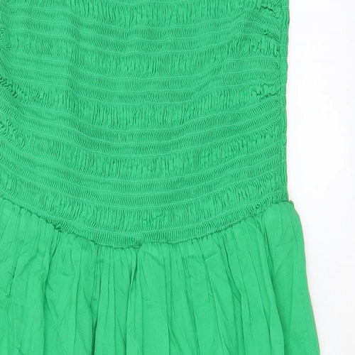 Marks and Spencer Womens Green Cotton A-Line Size 16 Square Neck Pullover