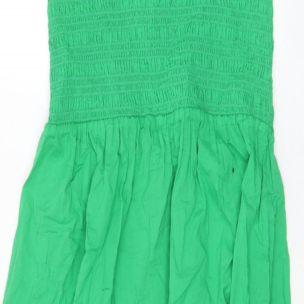 Marks and Spencer Womens Green Cotton A-Line Size 16 Square Neck Pullover