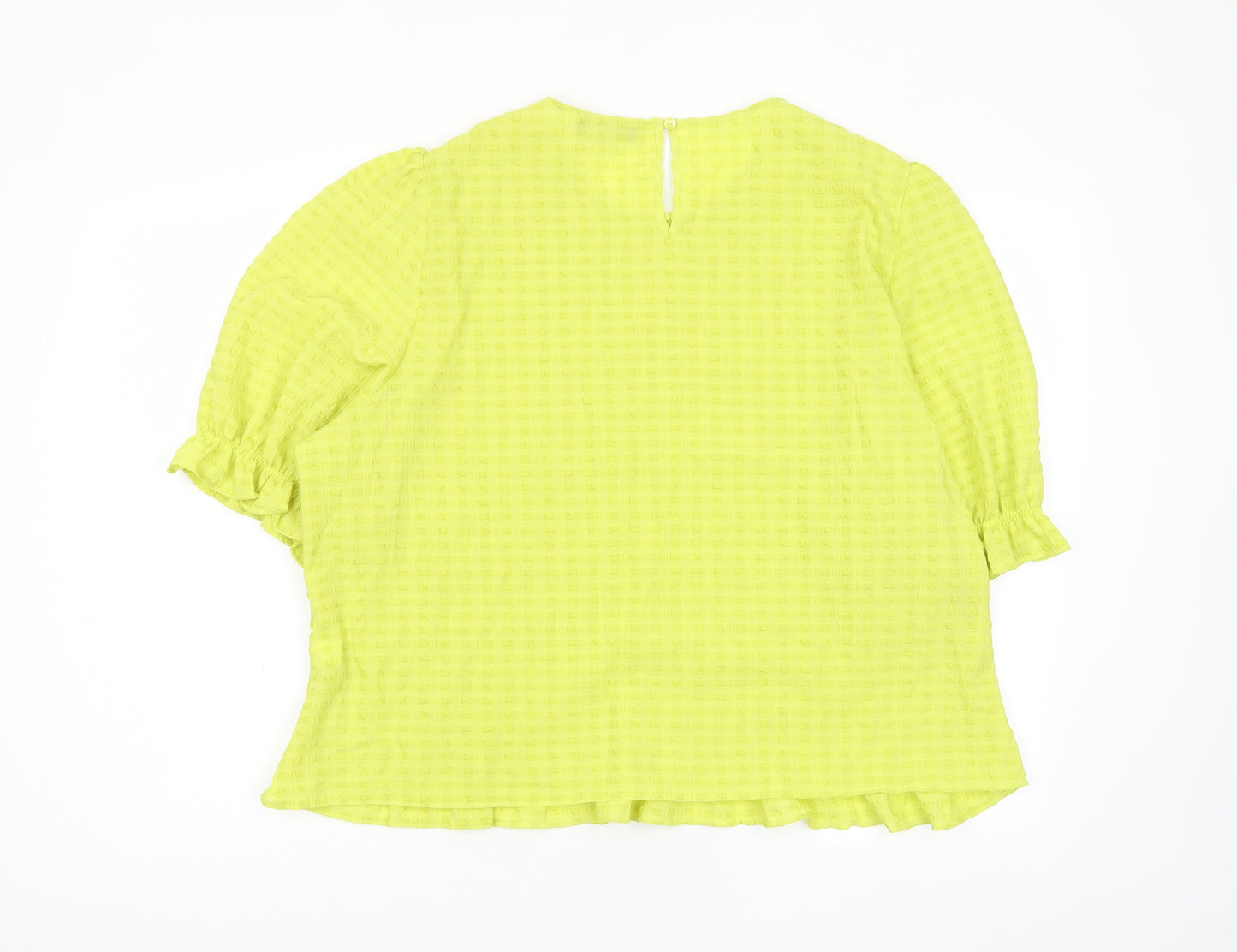 Marks and Spencer Womens Green Polyester Basic Blouse Size 24 Roll Neck - Pleated, Embroided