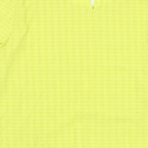 Marks and Spencer Womens Green Polyester Basic Blouse Size 24 Roll Neck - Pleated, Embroided