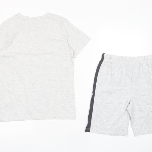 Marks and Spencer Boys Grey Solid Cotton Pyjama Set Size 9-10 Years Pullover - Football