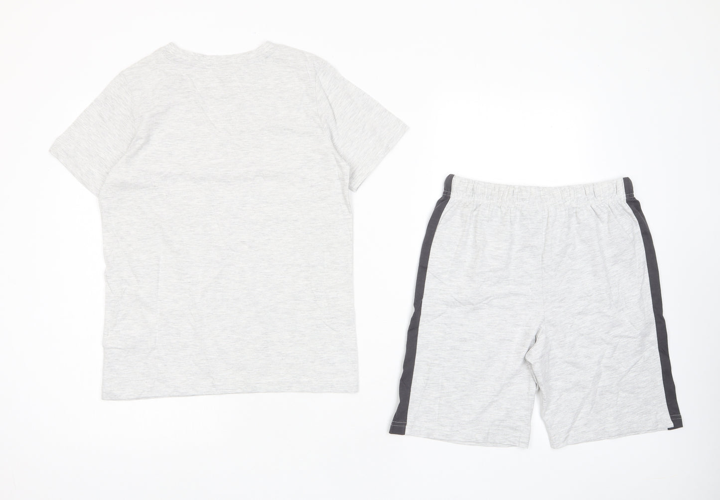 Marks and Spencer Boys Grey Solid Cotton Pyjama Set Size 9-10 Years Pullover - Football