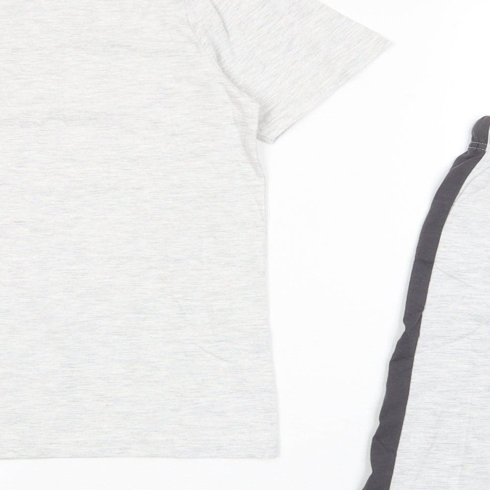 Marks and Spencer Boys Grey Solid Cotton Pyjama Set Size 9-10 Years Pullover - Football