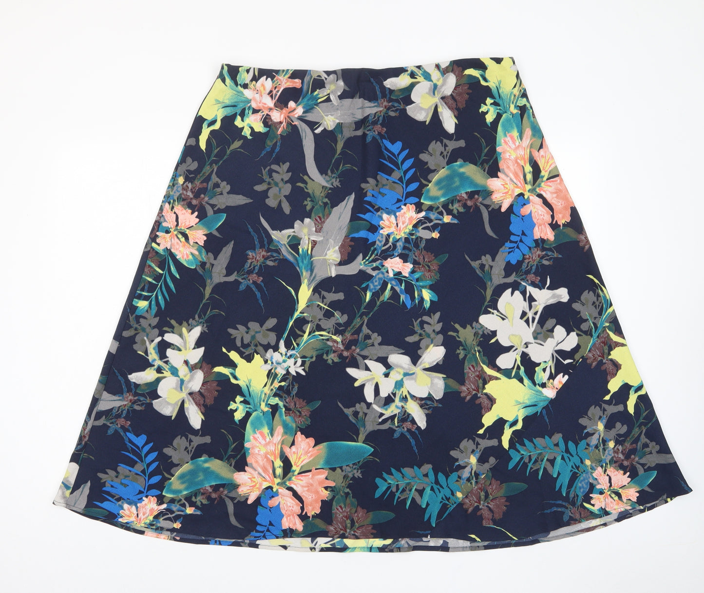 Classic Womens Multicoloured Floral Polyester A-Line Skirt Size 18