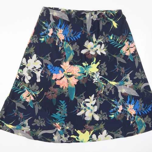 Classic Womens Multicoloured Floral Polyester A-Line Skirt Size 18