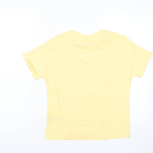 Marks and Spencer Boys Yellow Cotton Basic T-Shirt Size 10-11 Years Crew Neck Pullover - Summer