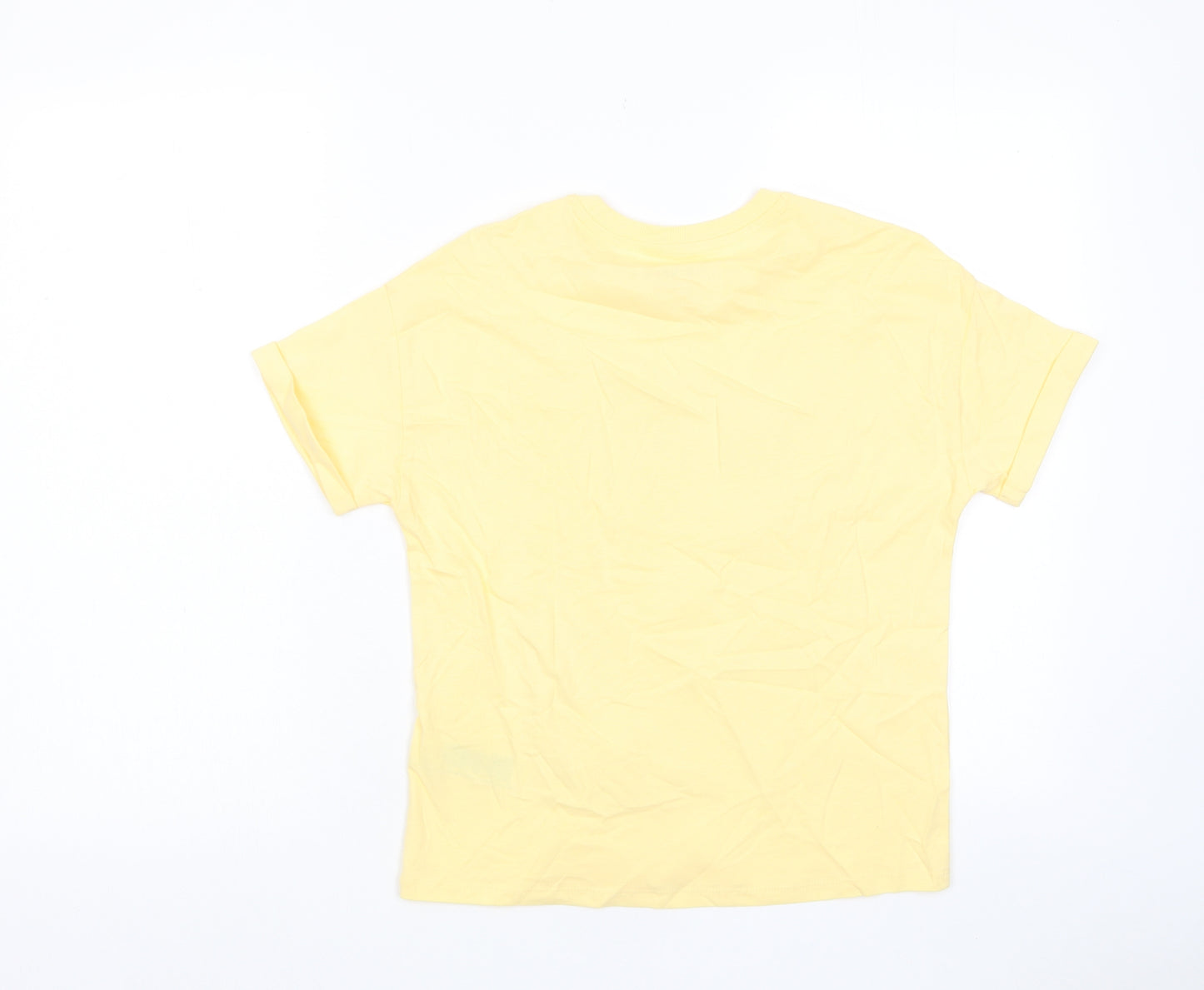 Marks and Spencer Boys Yellow Cotton Basic T-Shirt Size 10-11 Years Crew Neck Pullover - Summer