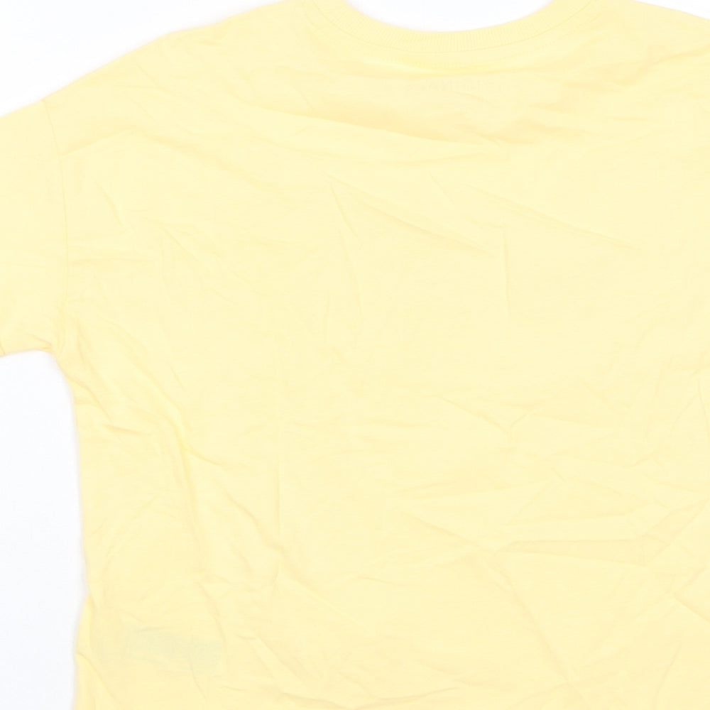 Marks and Spencer Boys Yellow Cotton Basic T-Shirt Size 10-11 Years Crew Neck Pullover - Summer