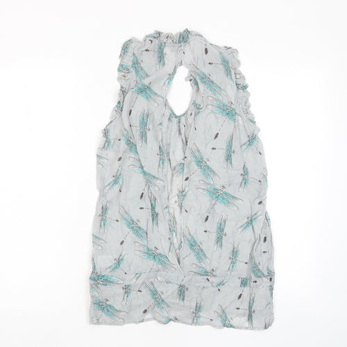 Topshop Womens Grey Geometric Viscose Basic Tank Size 10 V-Neck - Dragon Fly