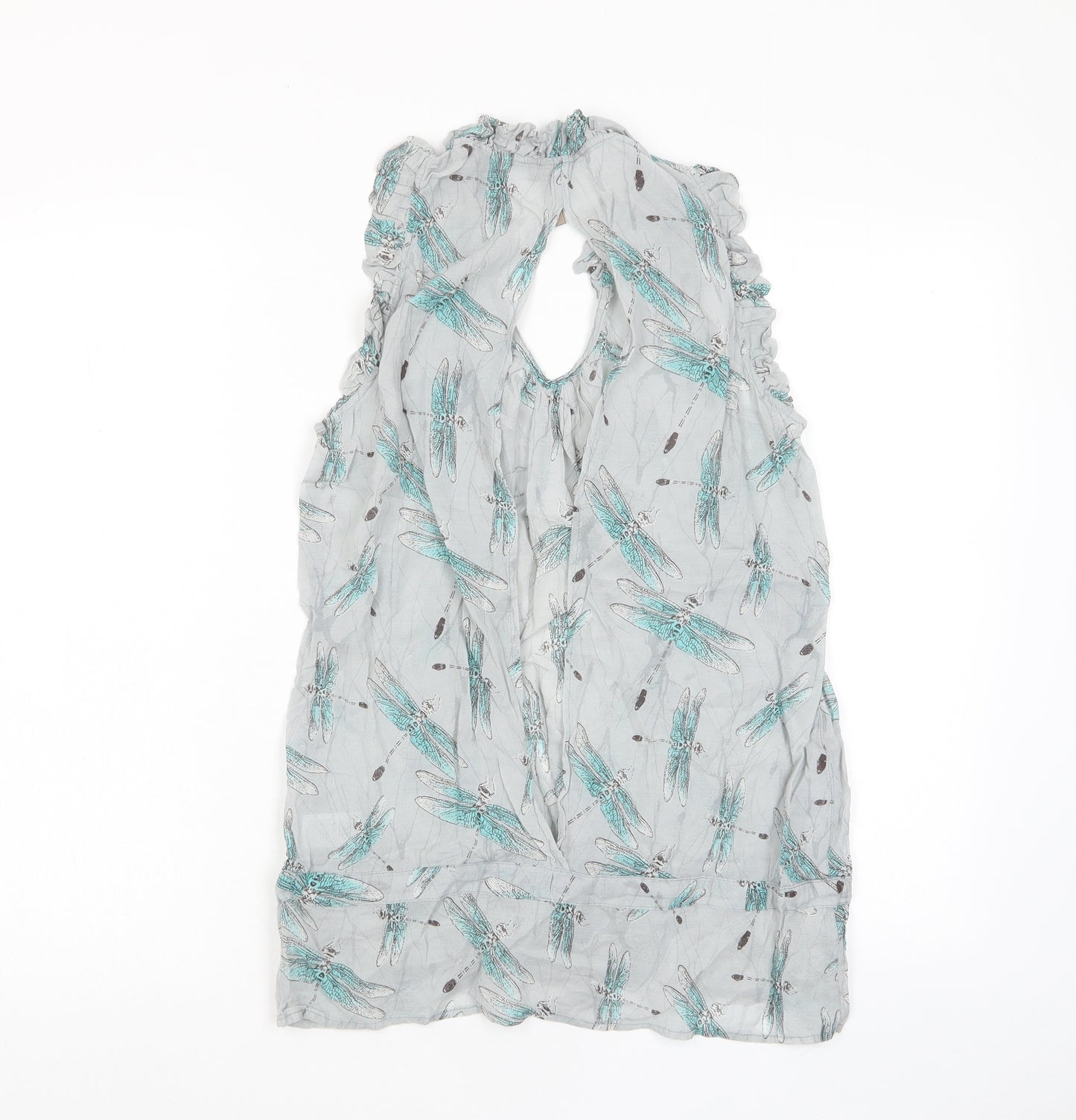 Topshop Womens Grey Geometric Viscose Basic Tank Size 10 V-Neck - Dragon Fly