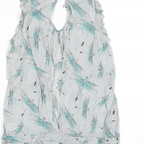 Topshop Womens Grey Geometric Viscose Basic Tank Size 10 V-Neck - Dragon Fly