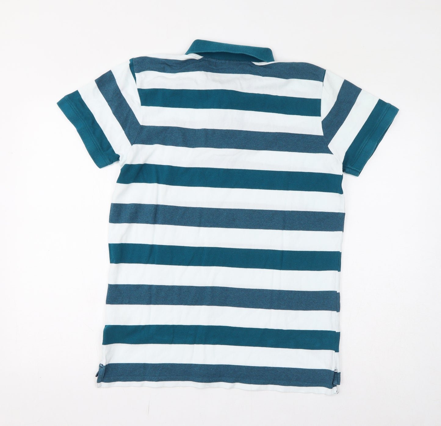 TOG24 Mens Blue Striped Cotton Polo Size M Collared Pullover