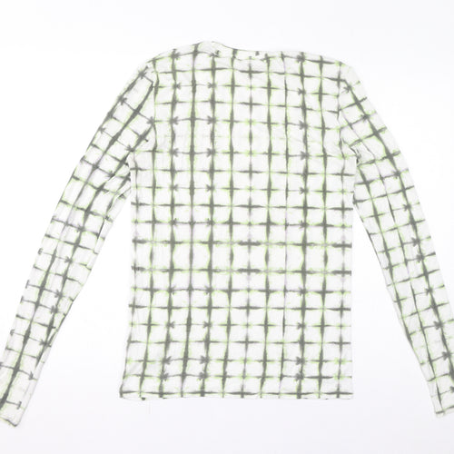 COS Womens Green Check Lyocell Basic T-Shirt Size M Round Neck