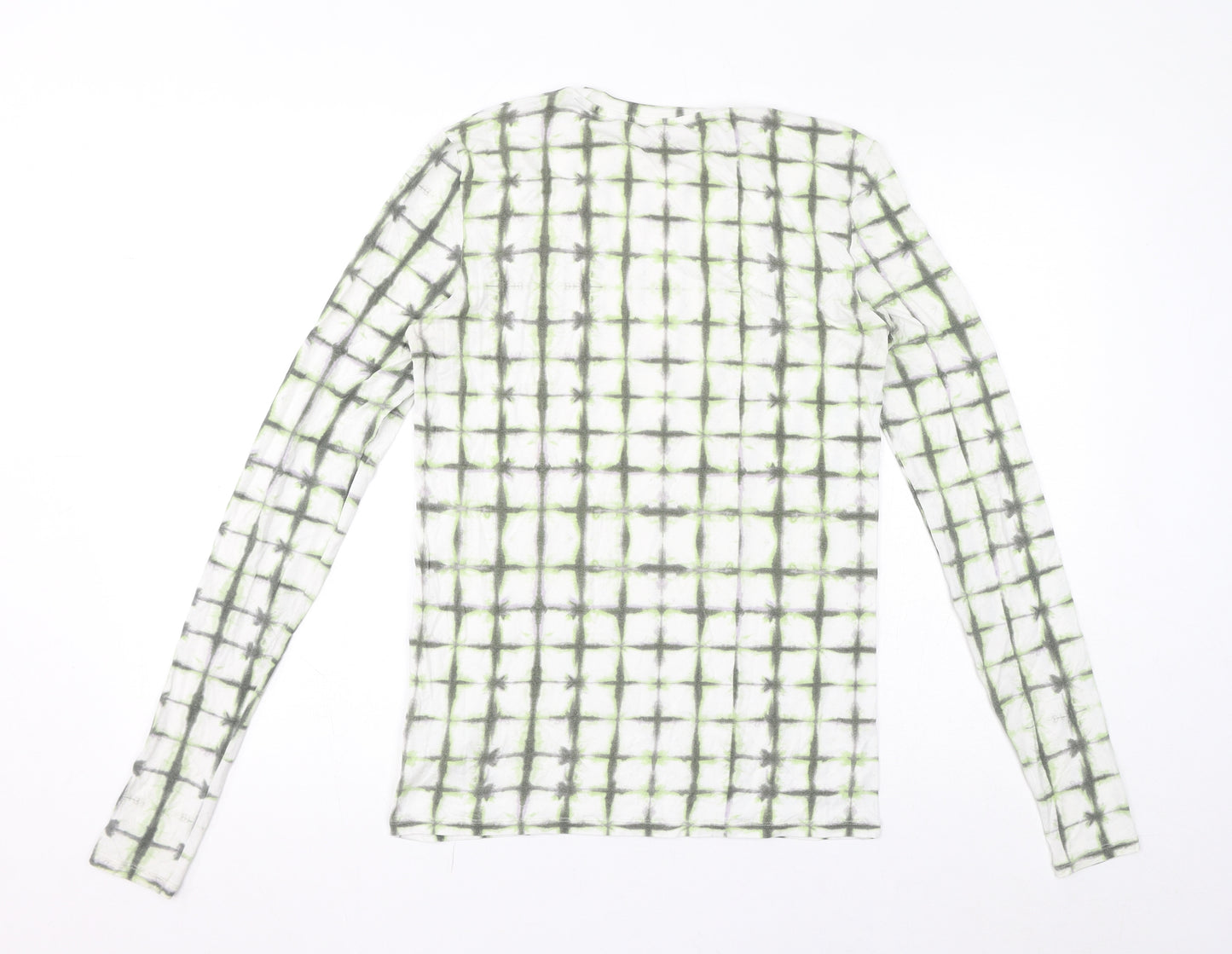 COS Womens Green Check Lyocell Basic T-Shirt Size M Round Neck