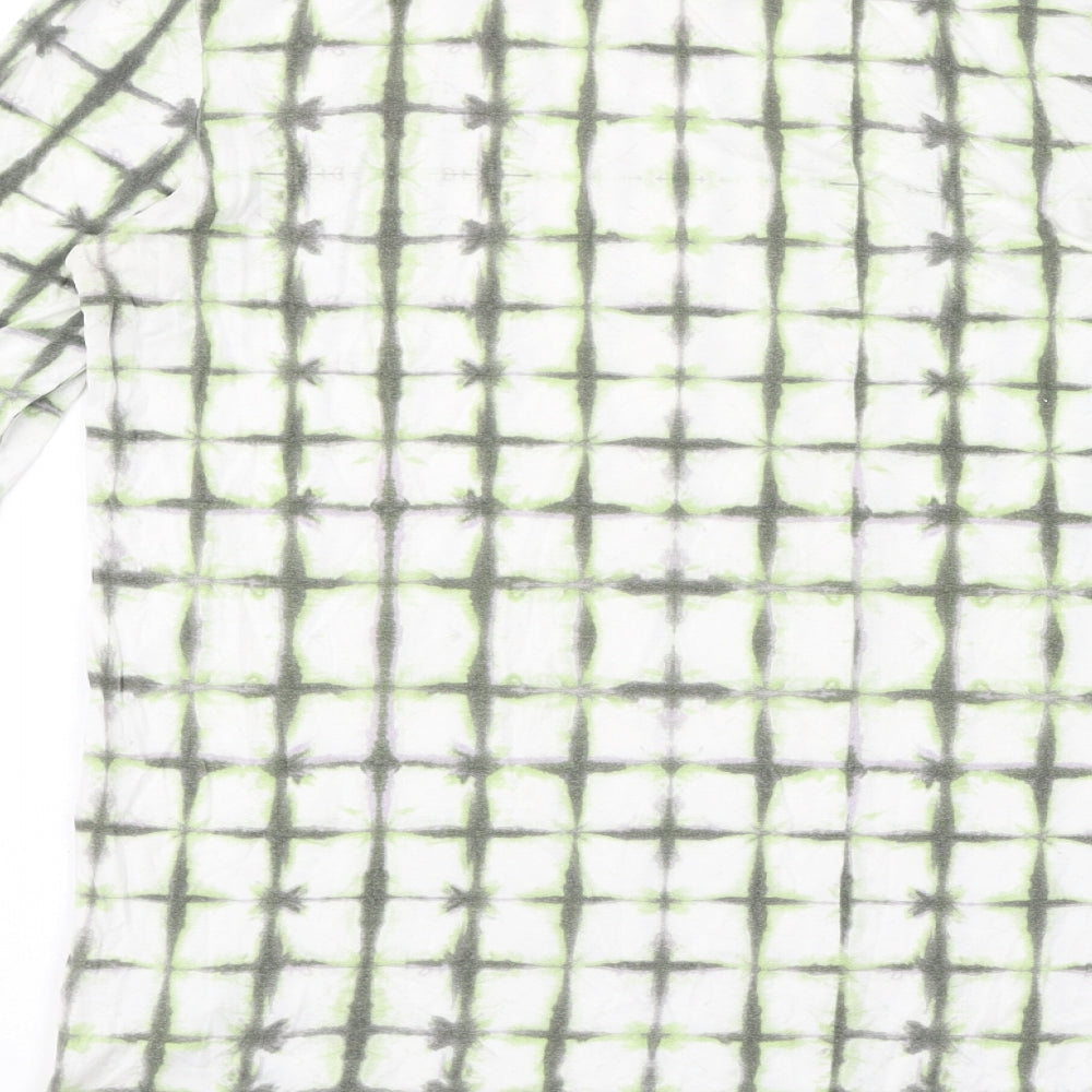 COS Womens Green Check Lyocell Basic T-Shirt Size M Round Neck