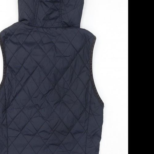 Jack Wills Womens Blue Gilet Jacket Size 8 Button - Quilted, Hooded
