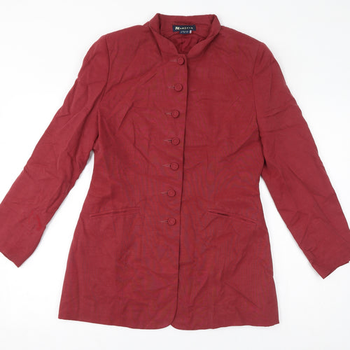 Monsoon Womens Red Overcoat Coat Size 10 Button