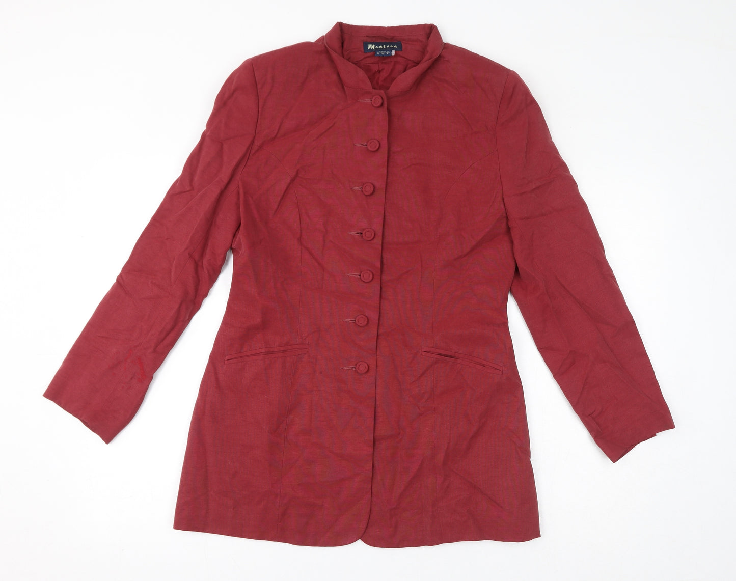 Monsoon Womens Red Overcoat Coat Size 10 Button