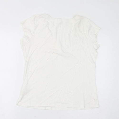 Marks and Spencer Womens White Cotton Basic T-Shirt Size 18 V-Neck
