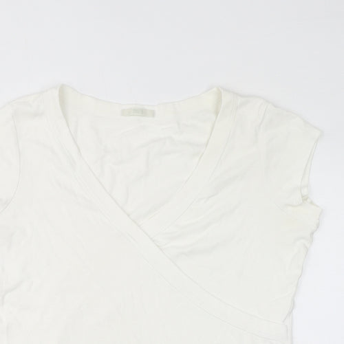 Marks and Spencer Womens White Cotton Basic T-Shirt Size 18 V-Neck