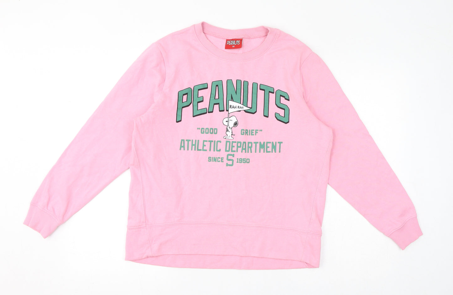 Peanuts Womens Pink Cotton Pullover Sweatshirt Size 14 Pullover - Snoopy