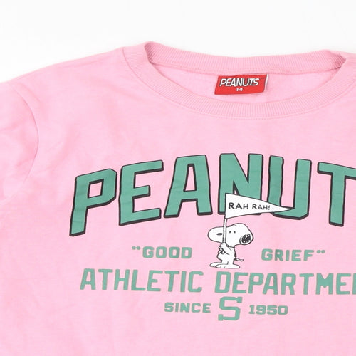 Peanuts Womens Pink Cotton Pullover Sweatshirt Size 14 Pullover - Snoopy