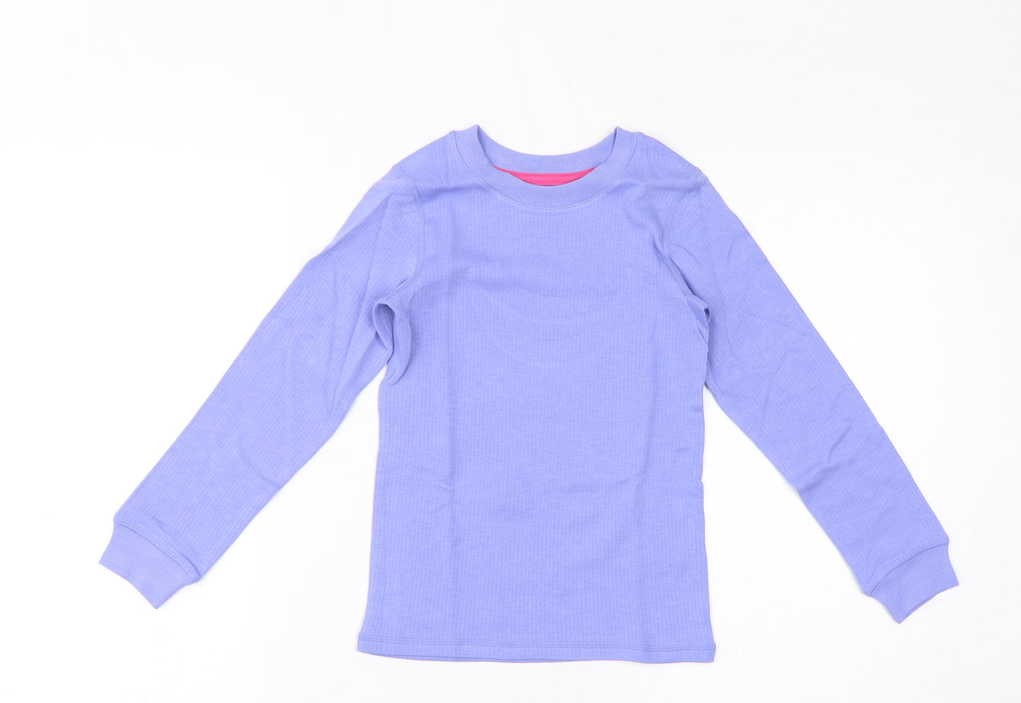 Marks and Spencer Girls Purple Cotton Basic T-Shirt Size 6-7 Years Round Neck Pullover