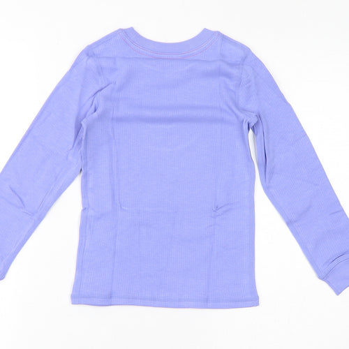 Marks and Spencer Girls Purple Cotton Basic T-Shirt Size 6-7 Years Round Neck Pullover