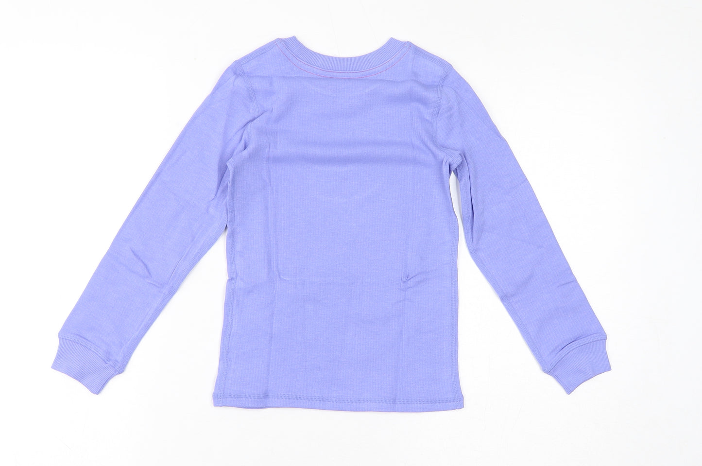 Marks and Spencer Girls Purple Cotton Basic T-Shirt Size 6-7 Years Round Neck Pullover
