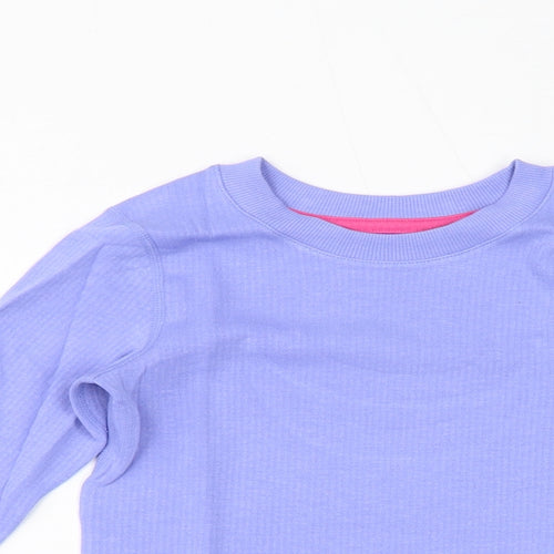 Marks and Spencer Girls Purple Cotton Basic T-Shirt Size 6-7 Years Round Neck Pullover