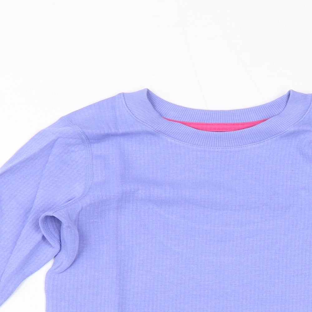 Marks and Spencer Girls Purple Cotton Basic T-Shirt Size 6-7 Years Round Neck Pullover