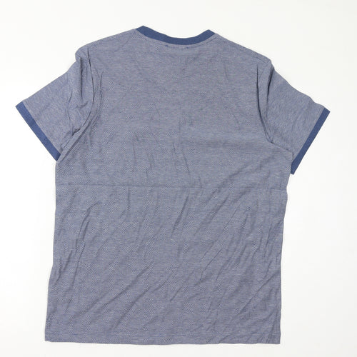 Marks and Spencer Mens Blue Cotton T-Shirt Size L Crew Neck