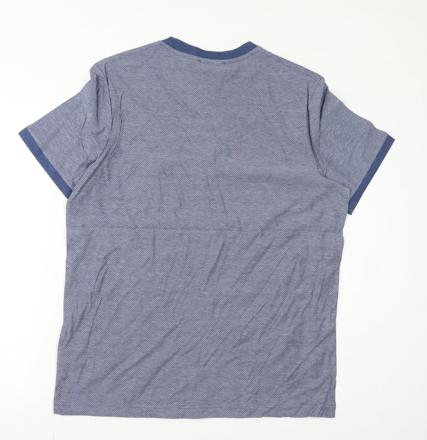 Marks and Spencer Mens Blue Cotton T-Shirt Size L Crew Neck