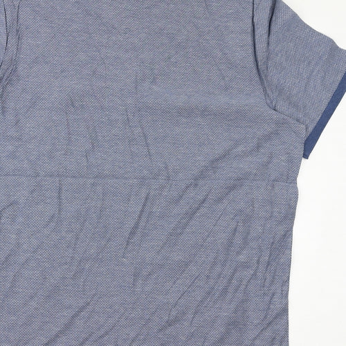 Marks and Spencer Mens Blue Cotton T-Shirt Size L Crew Neck