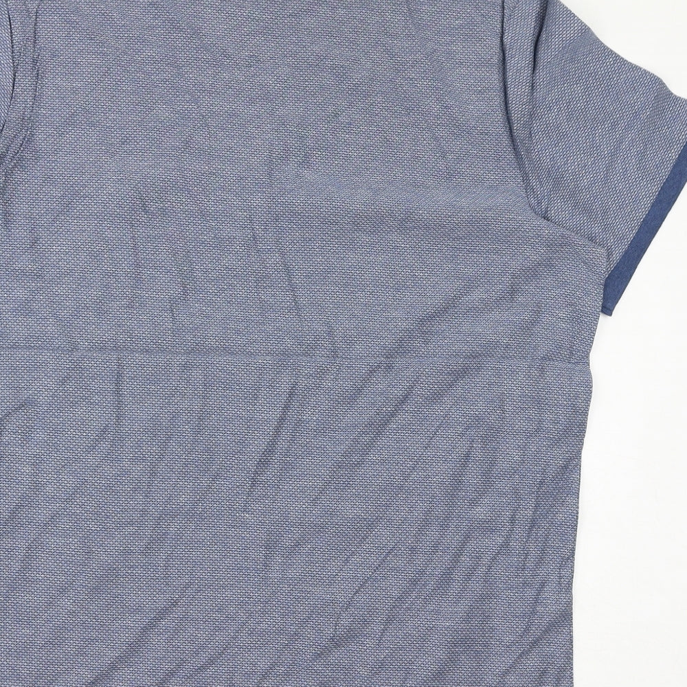 Marks and Spencer Mens Blue Cotton T-Shirt Size L Crew Neck