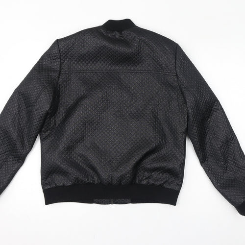 Dorothy Perkins Womens Black Bomber Jacket Jacket Size 14 Zip - Quilted